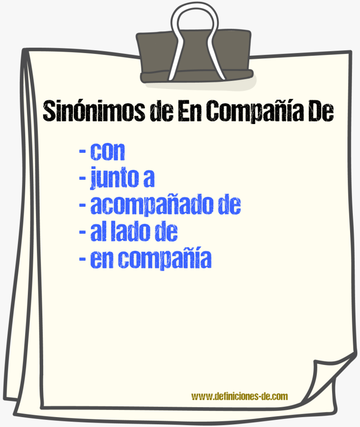 Sinónimos de en compañía de