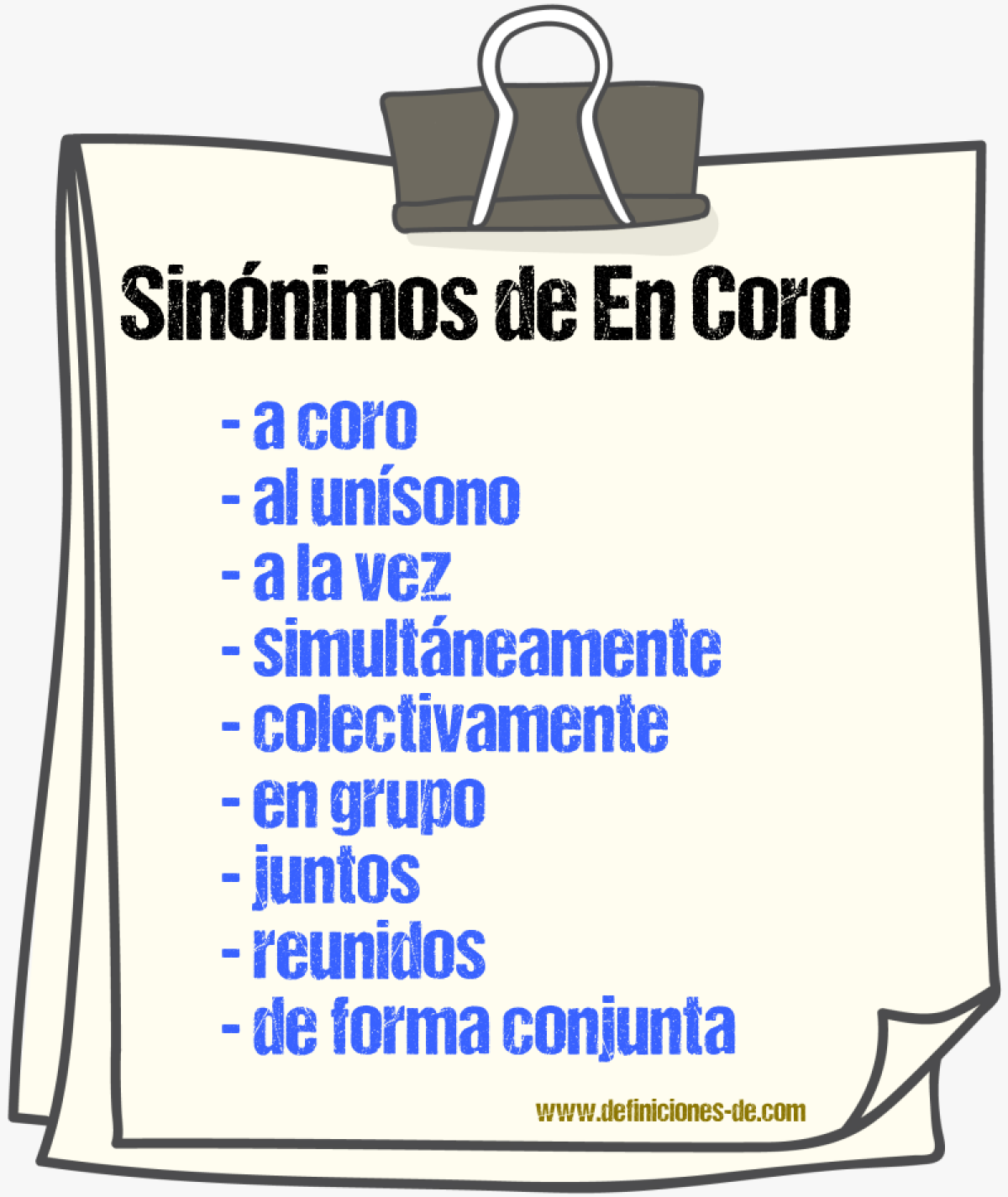 Sinónimos de en coro