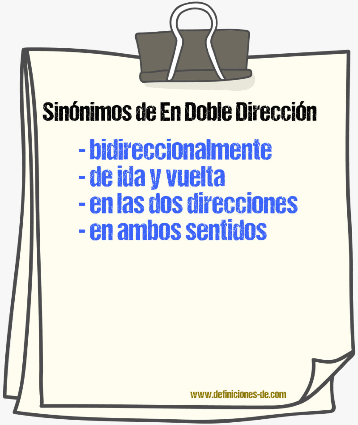 Sinónimos de en doble dirección