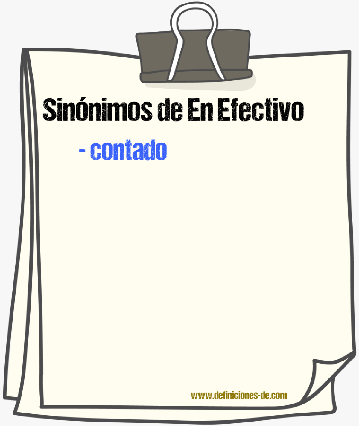 Sinnimos de en efectivo