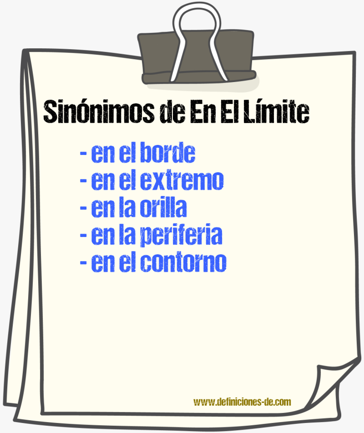 Sinónimos de en el límite