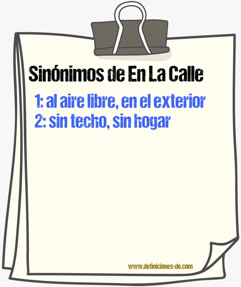 Sinónimos de en la calle