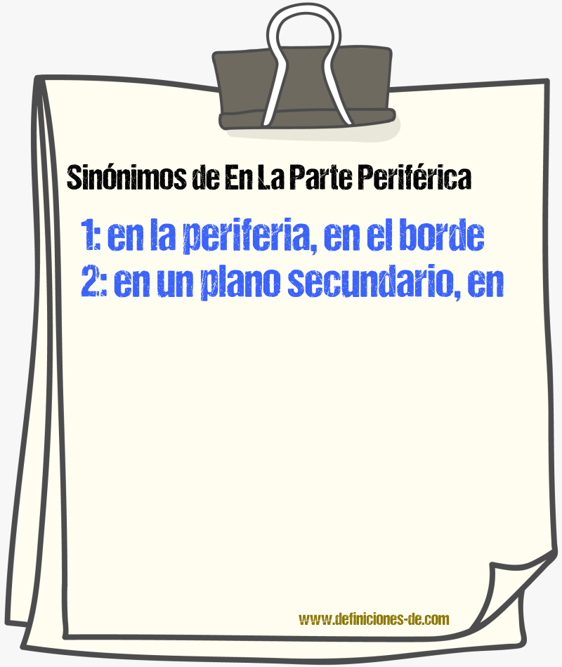 Sinónimos de en la parte periférica