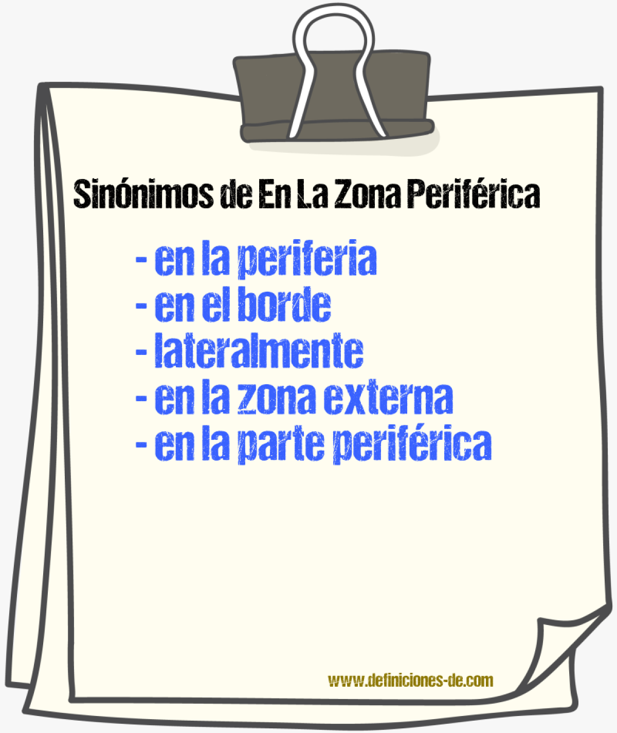 Sinónimos de en la zona periférica