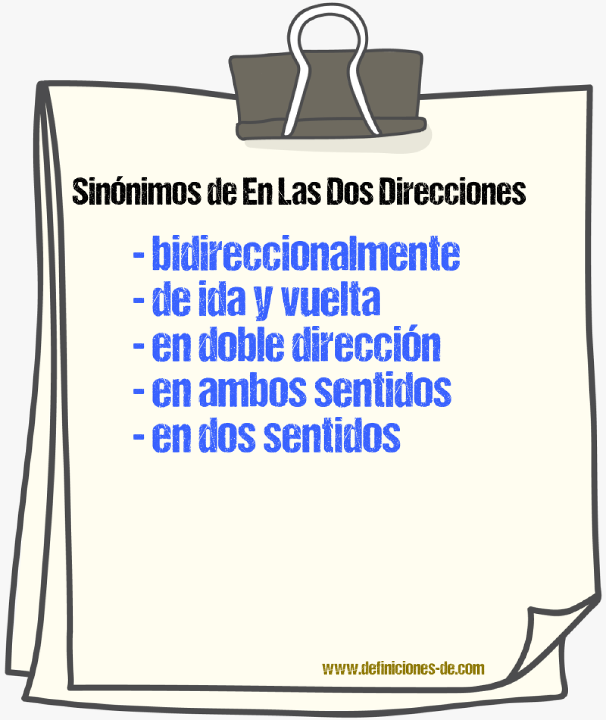 Sinónimos de en las dos direcciones