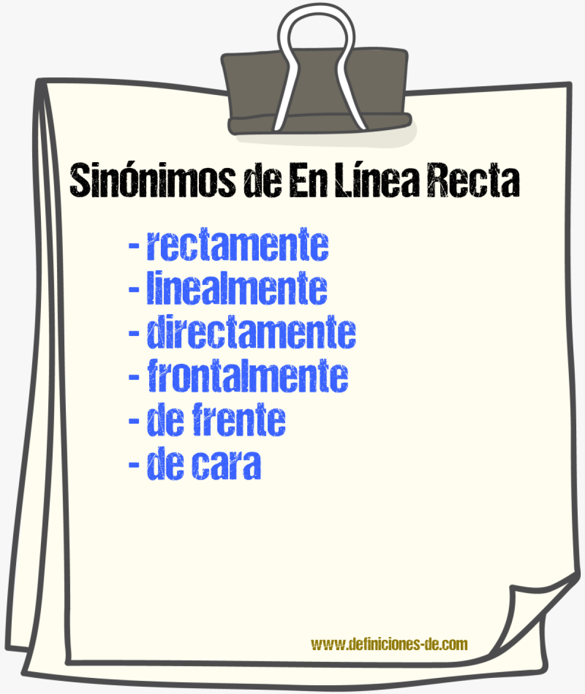 Sinónimos de en línea recta