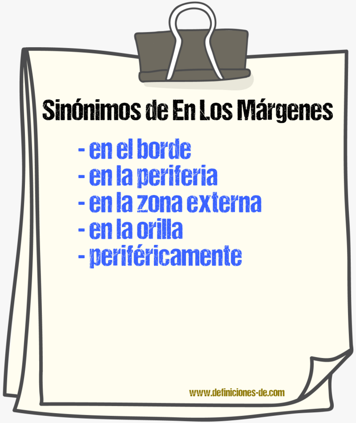 Sinónimos de en los márgenes