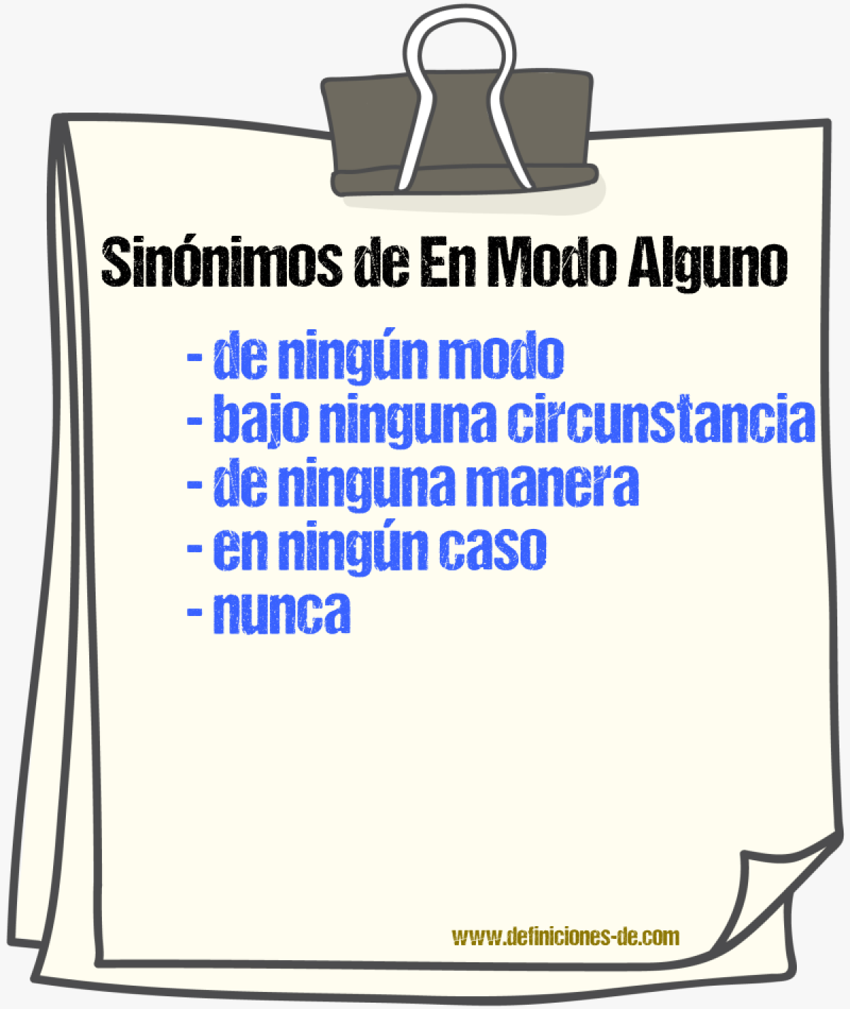 Sinónimos de en modo alguno