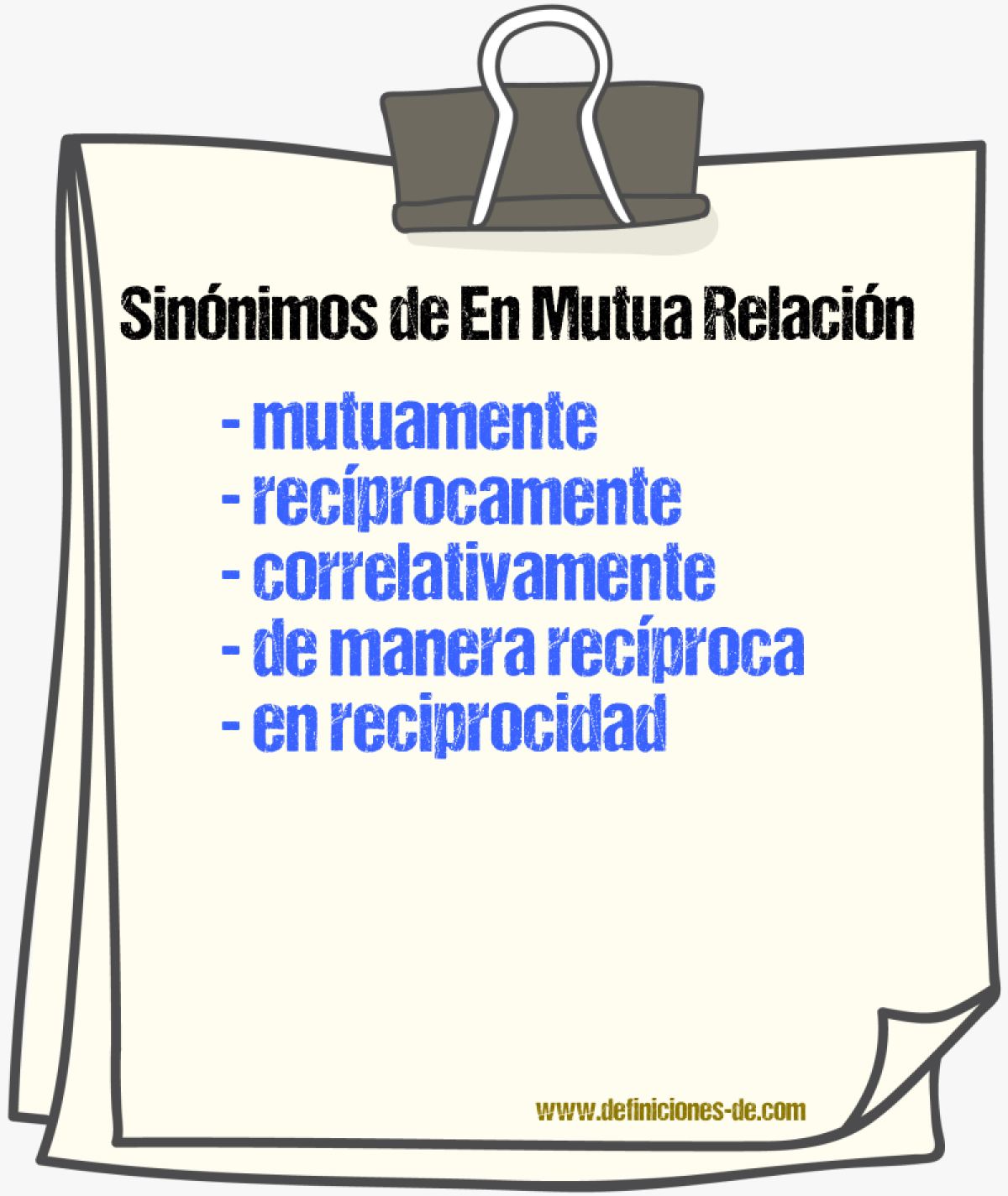 Sinónimos de en mutua relación