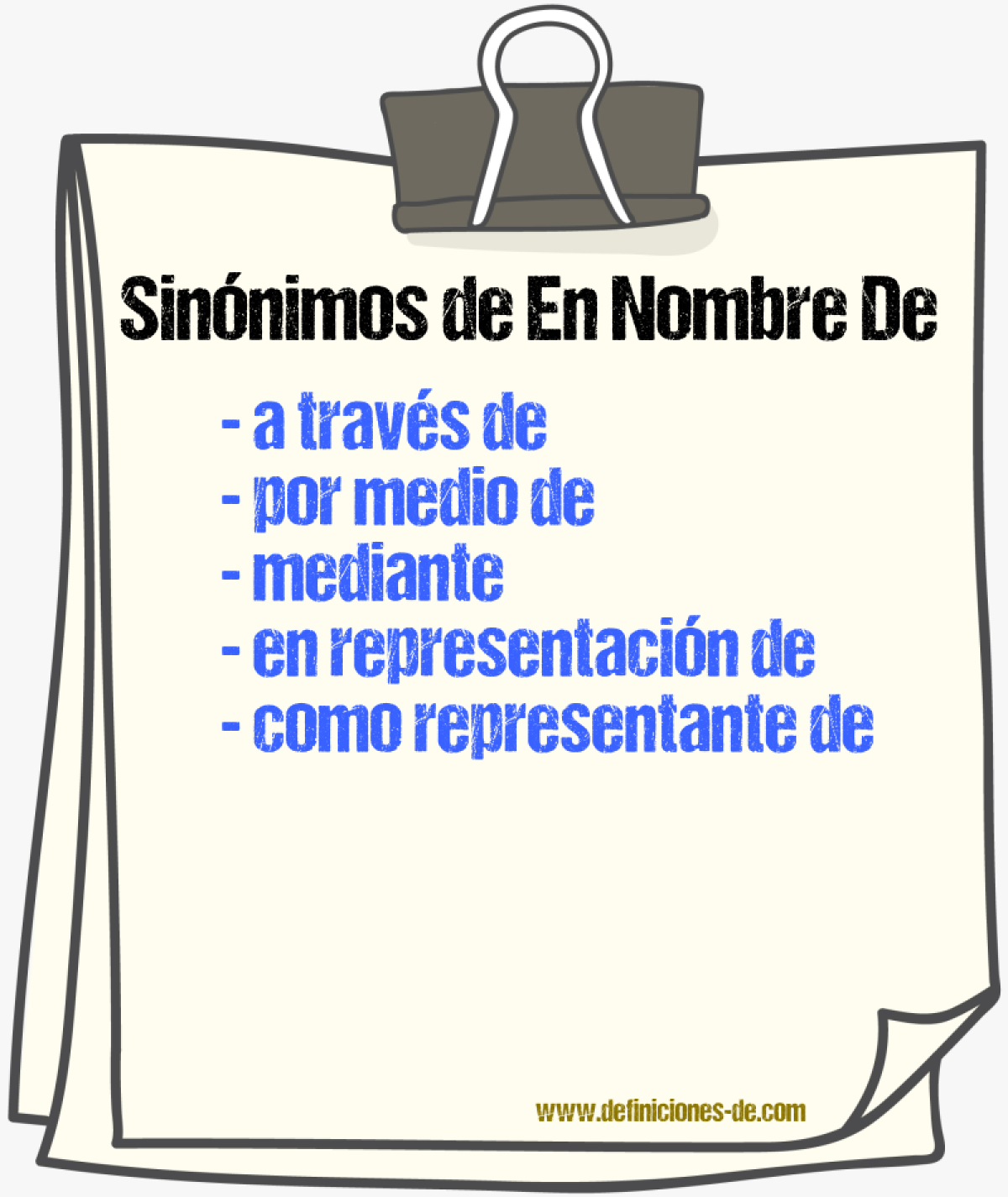 Sinónimos de en nombre de