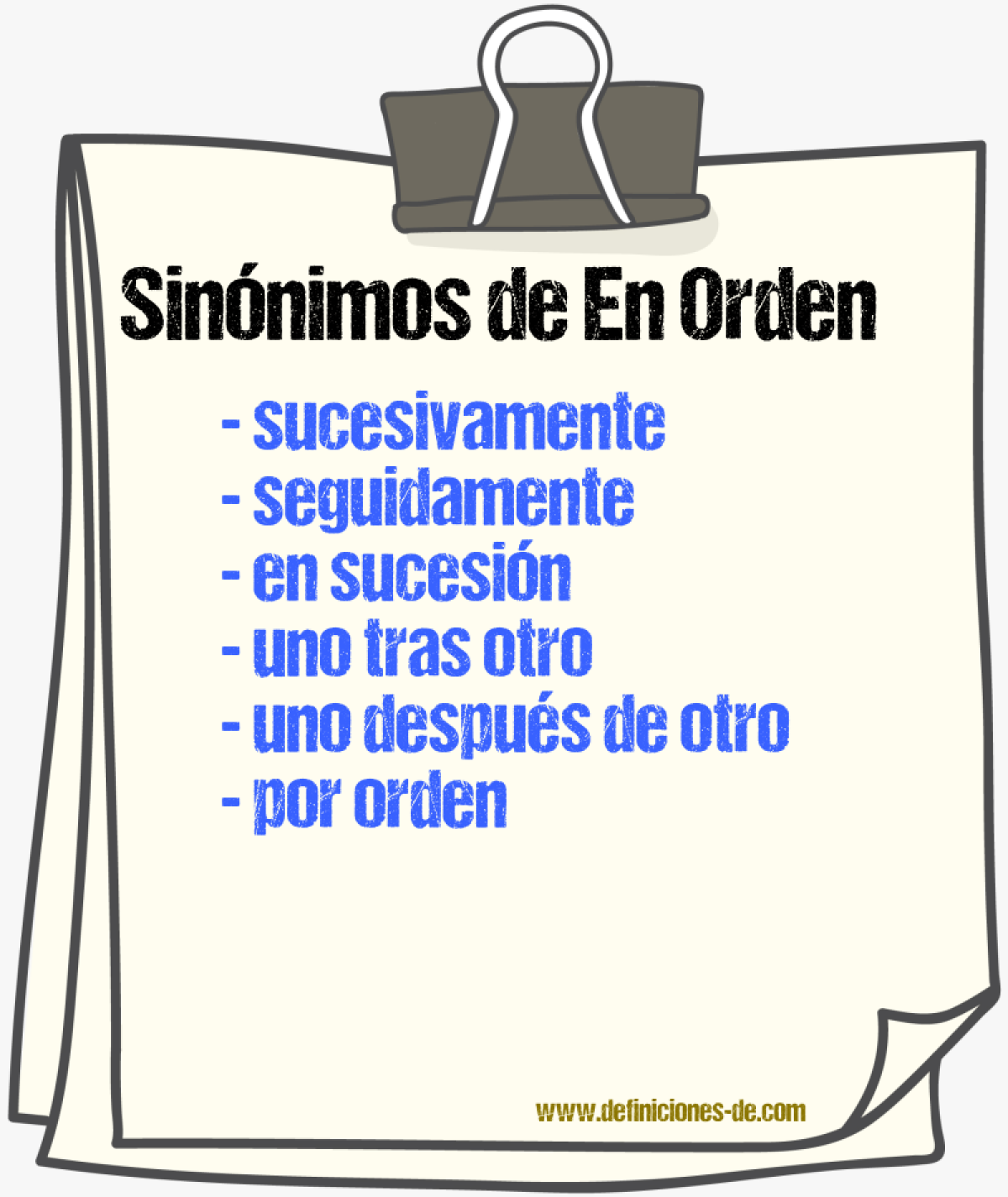 Sinónimos de en orden