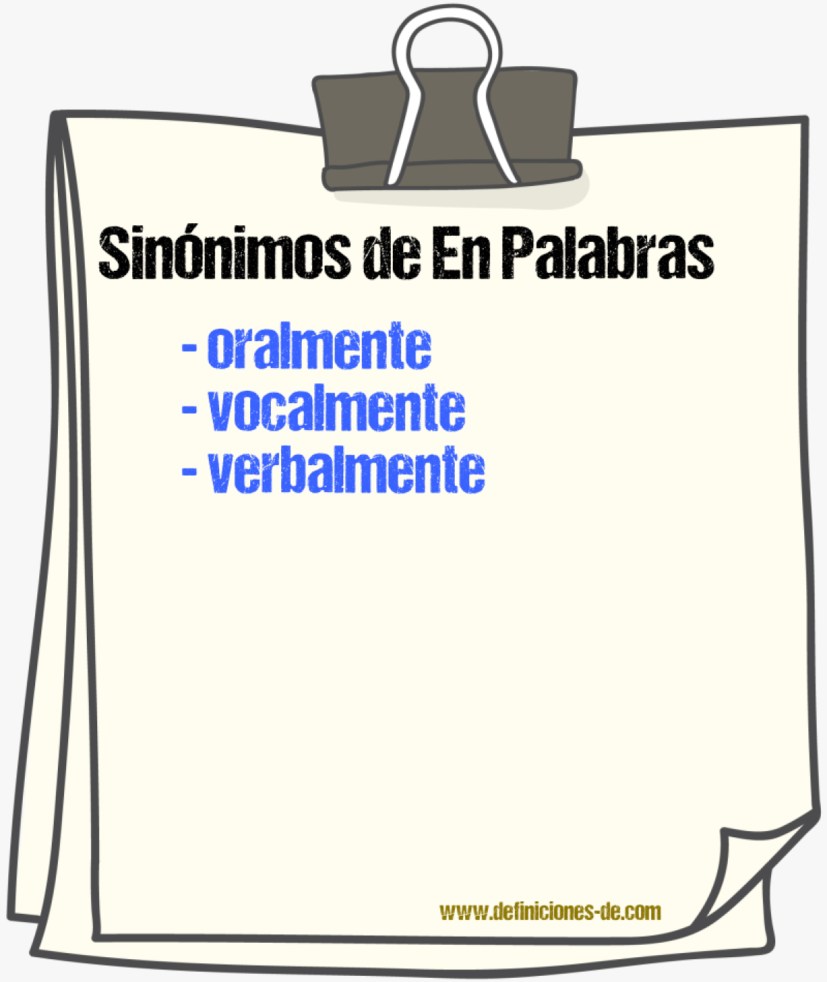 Sinnimos de en palabras