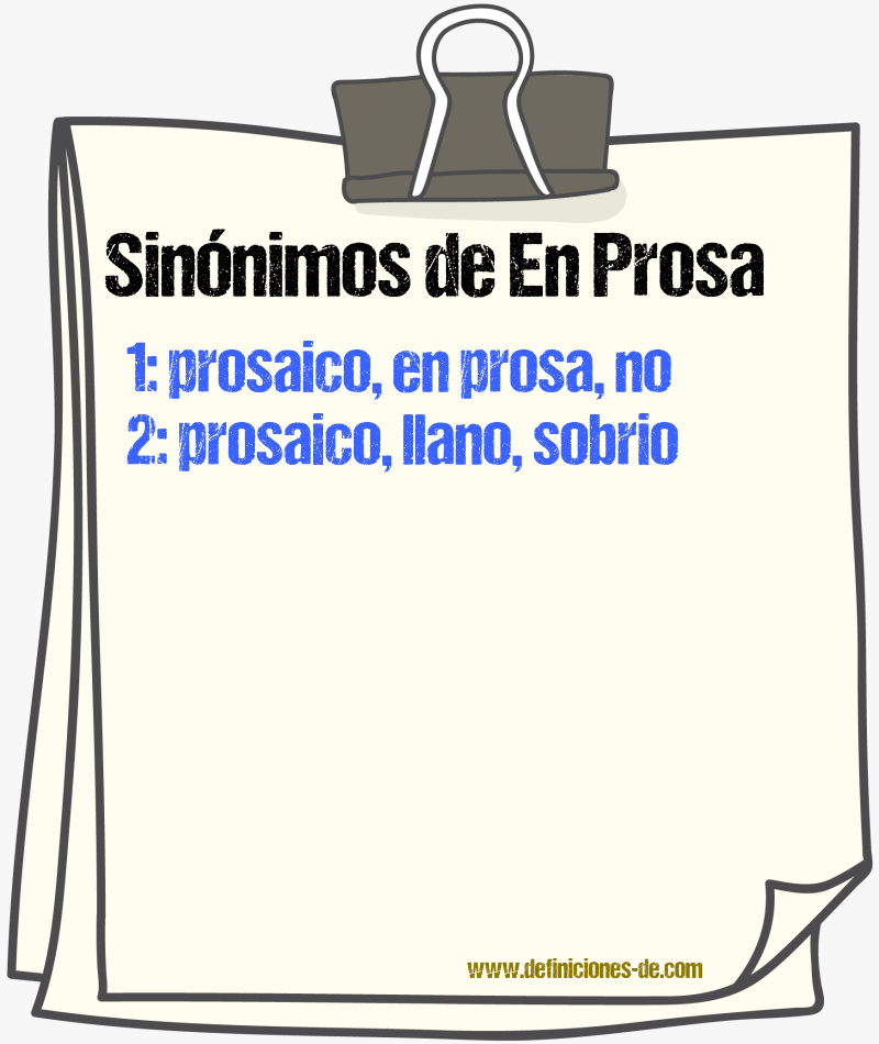 Sinónimos de en prosa