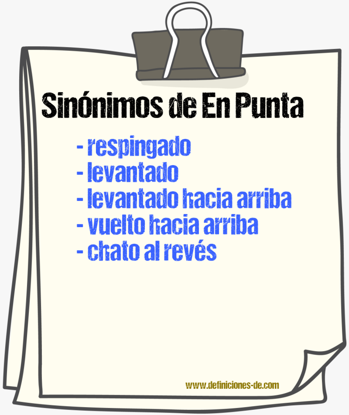 Sinónimos de en punta