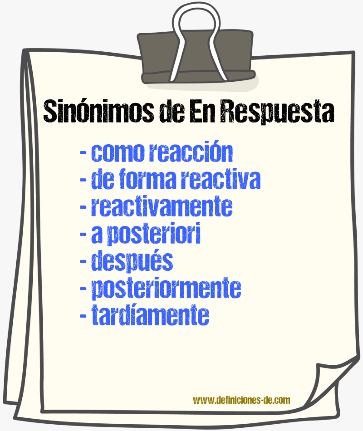Sinónimos de en respuesta