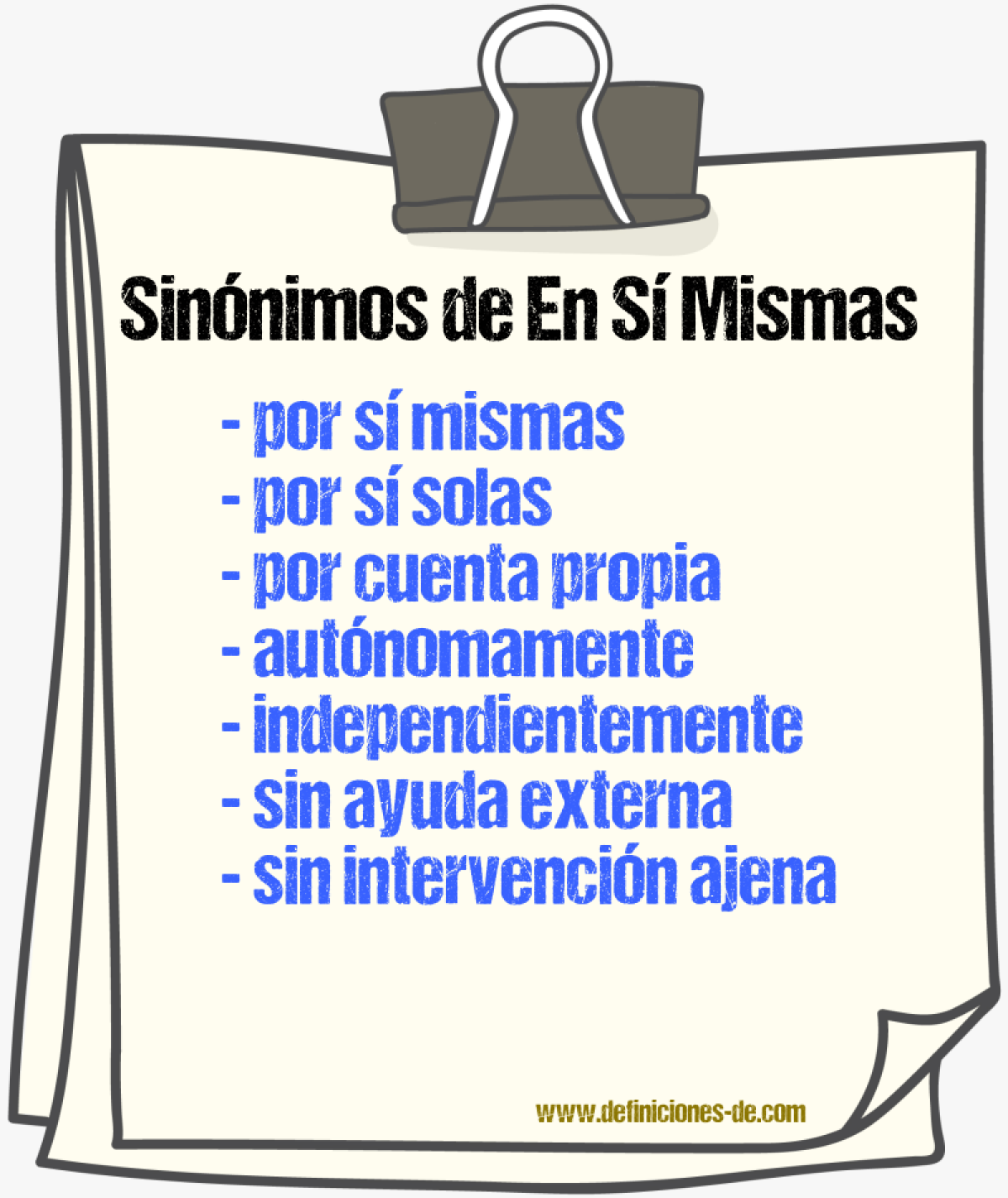 Sinónimos de en sí mismas