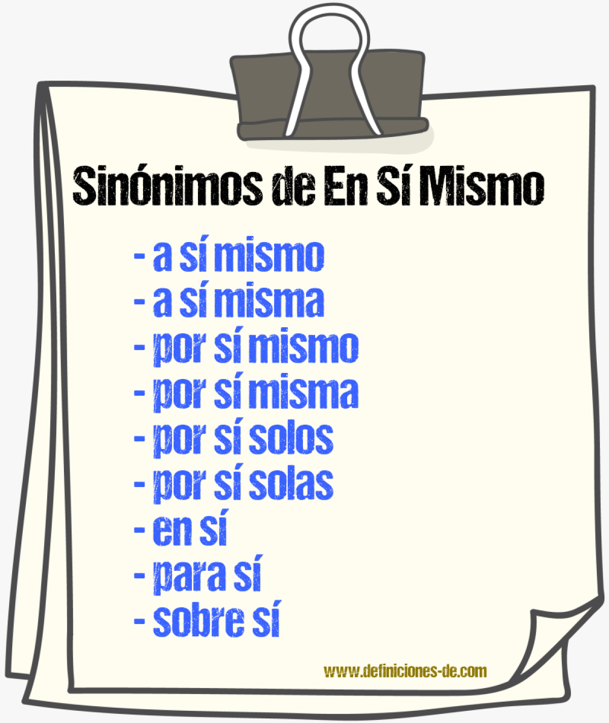 Sinónimos de en sí mismo