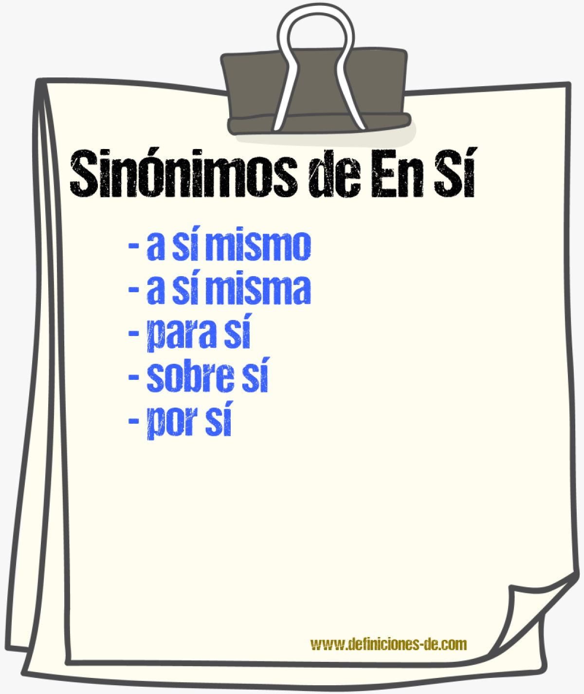 Sinónimos de en sí