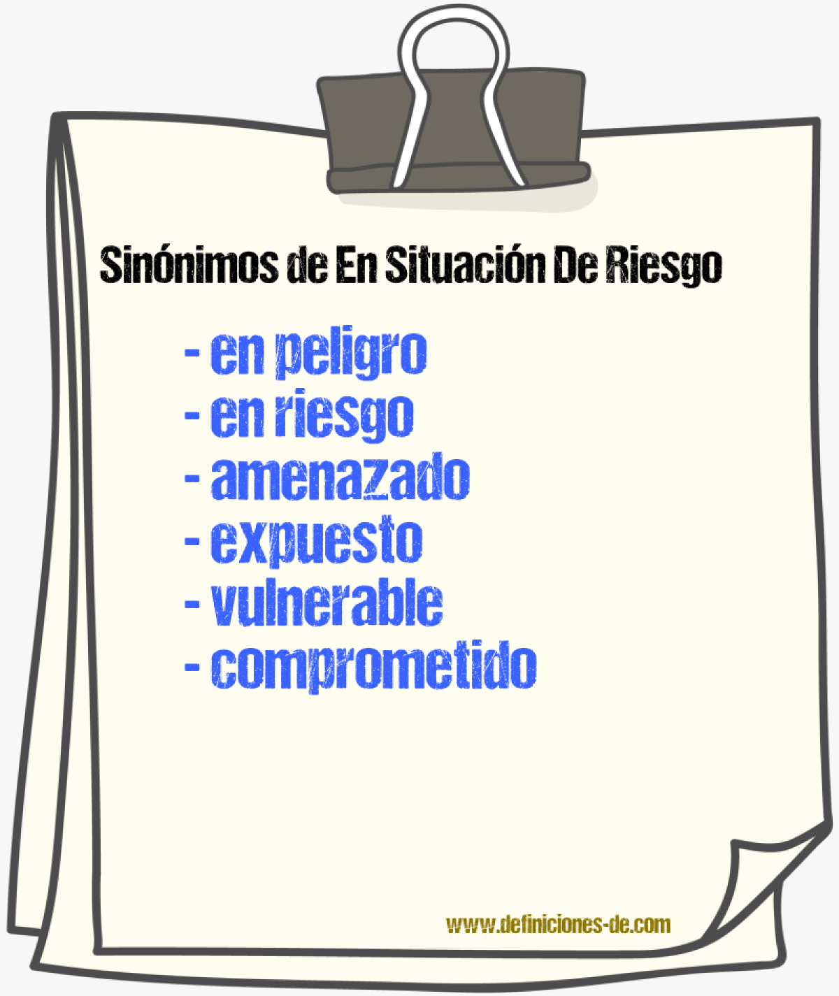 Sinónimos de en situación de riesgo