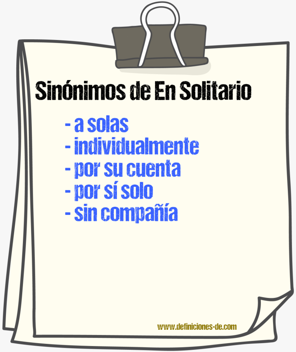 Sinónimos de en solitario
