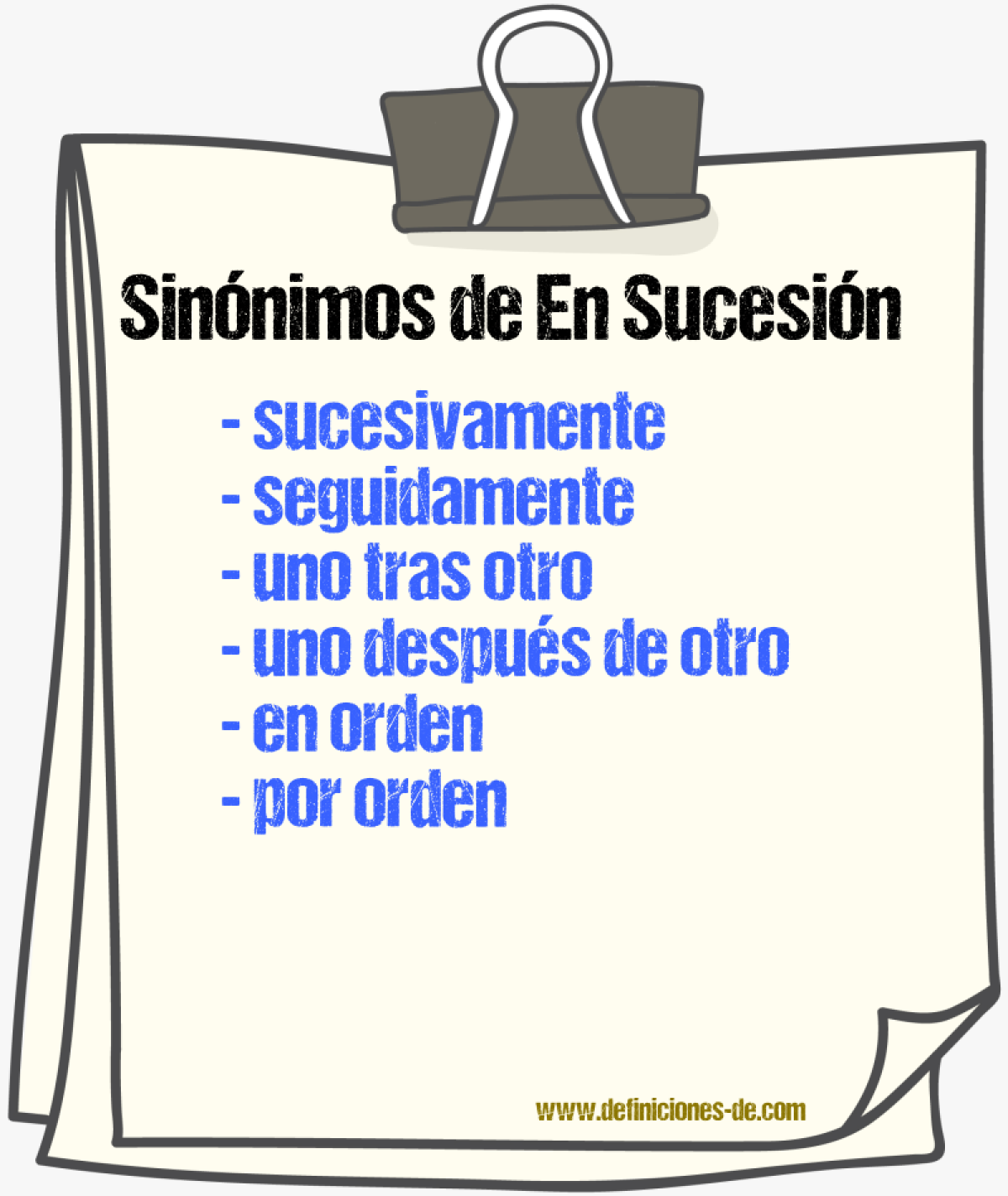 Sinónimos de en sucesión