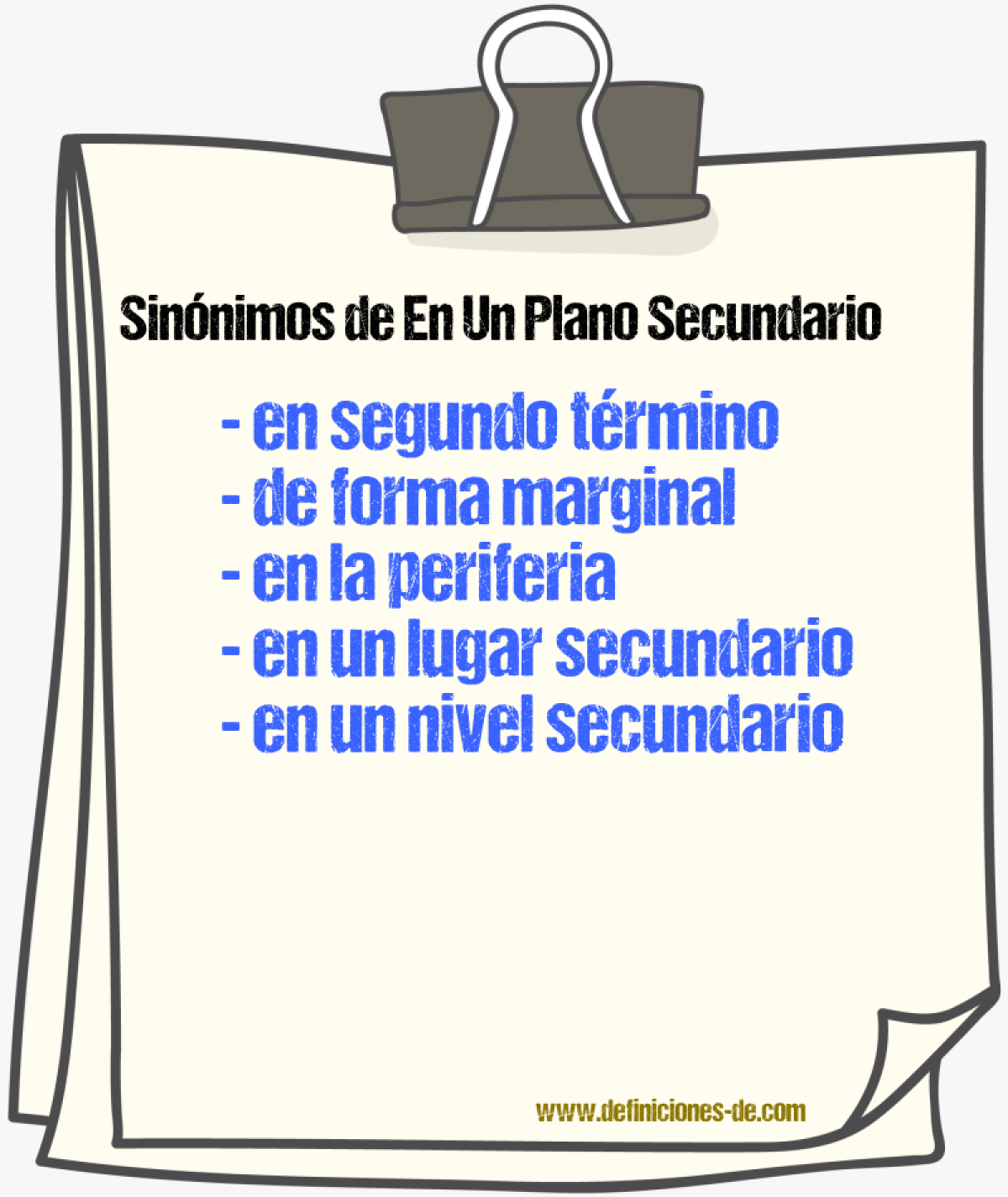 Sinónimos de en un plano secundario