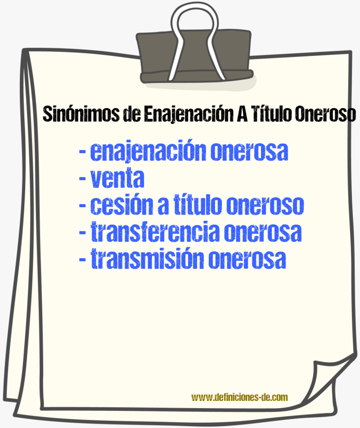 Sinónimos de enajenación a título oneroso