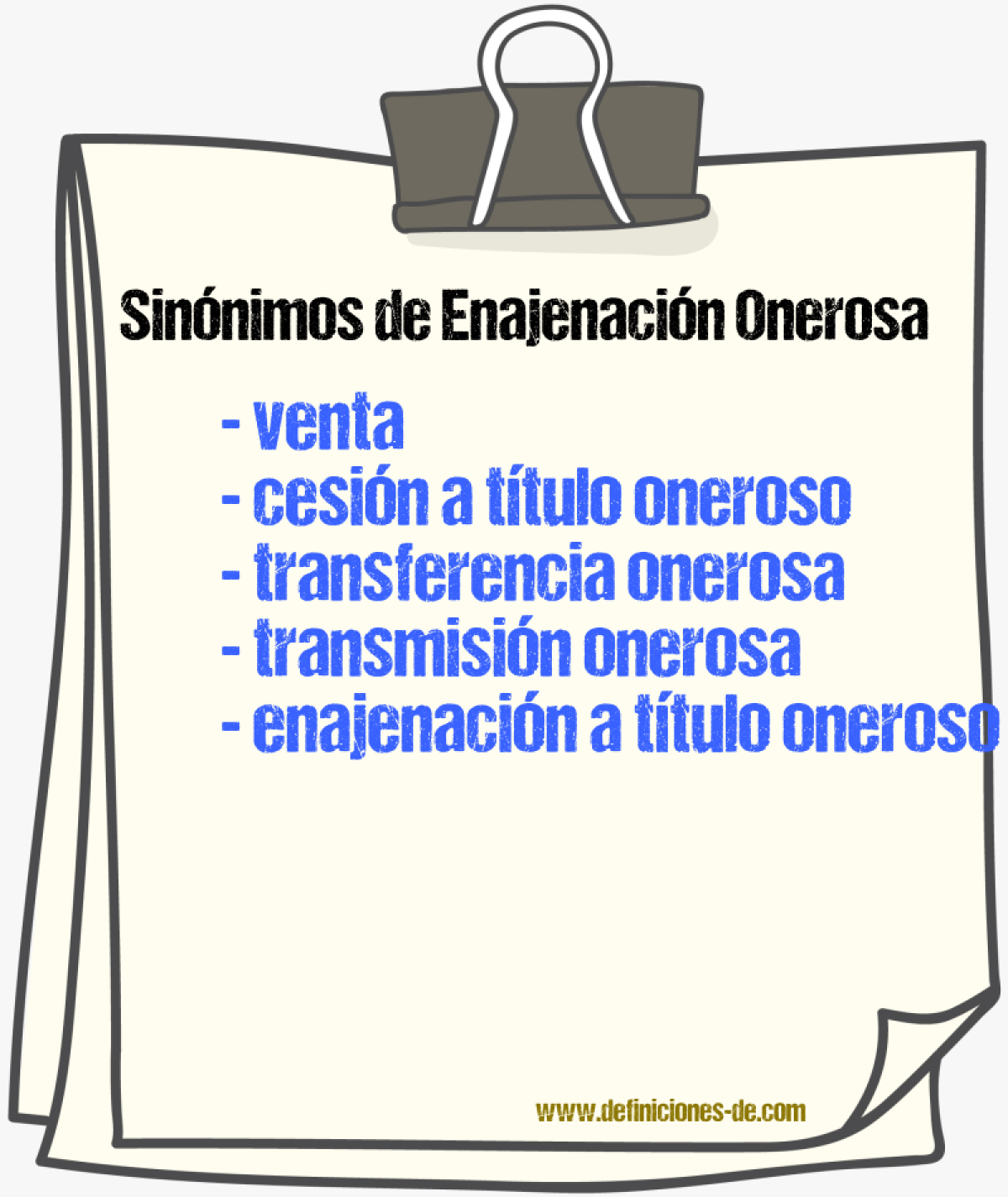 Sinónimos de enajenación onerosa