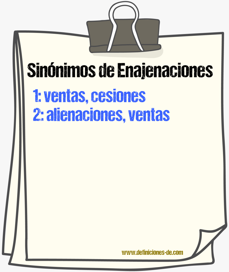 Sinónimos de enajenaciones