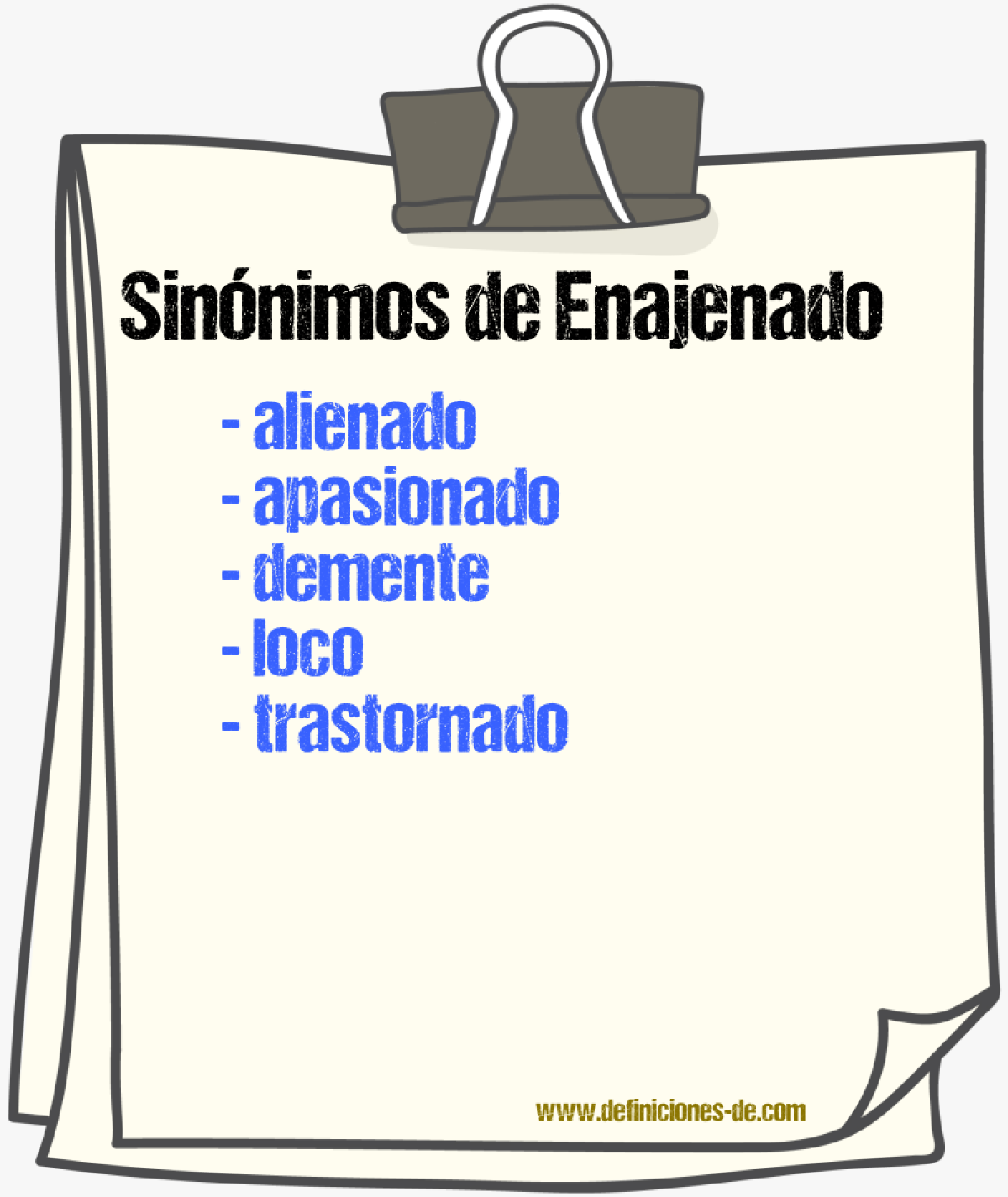 Sinnimos de enajenado