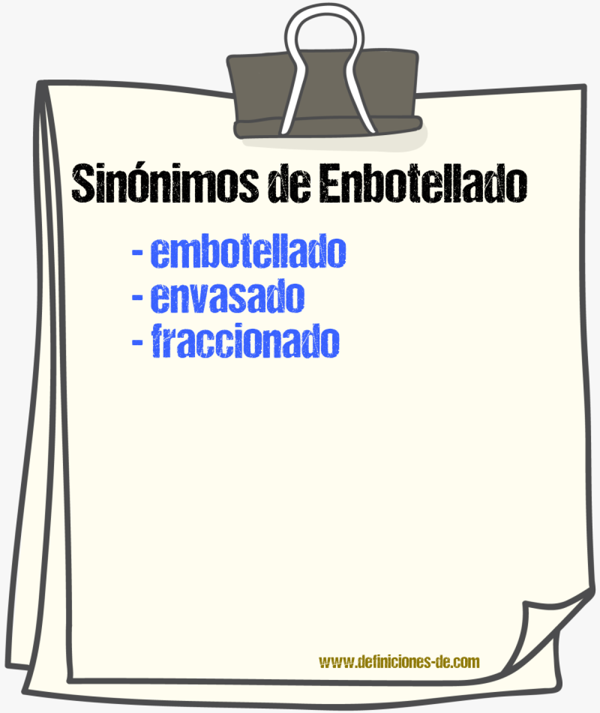 Sinónimos de enbotellado