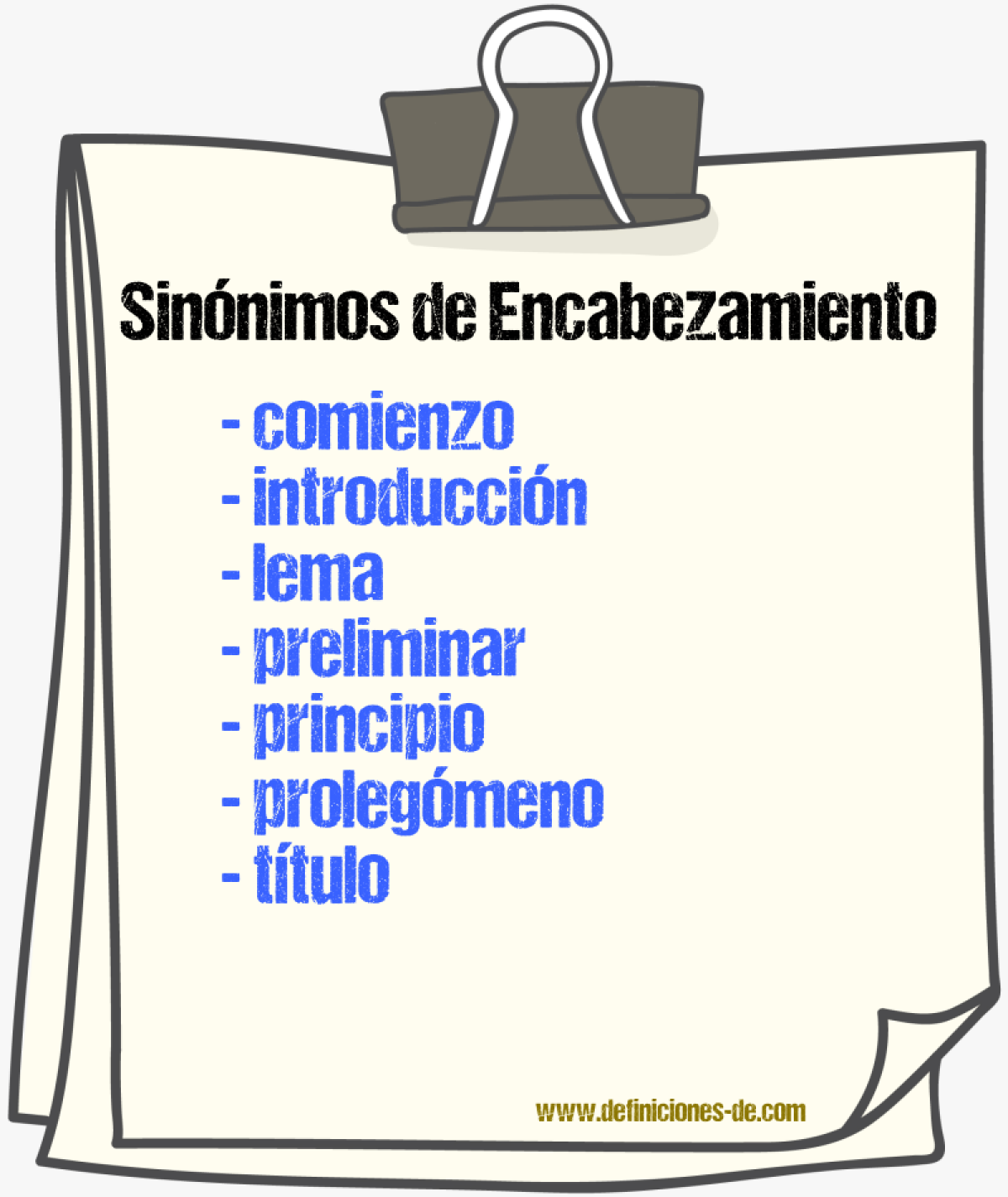 Sinnimos de encabezamiento