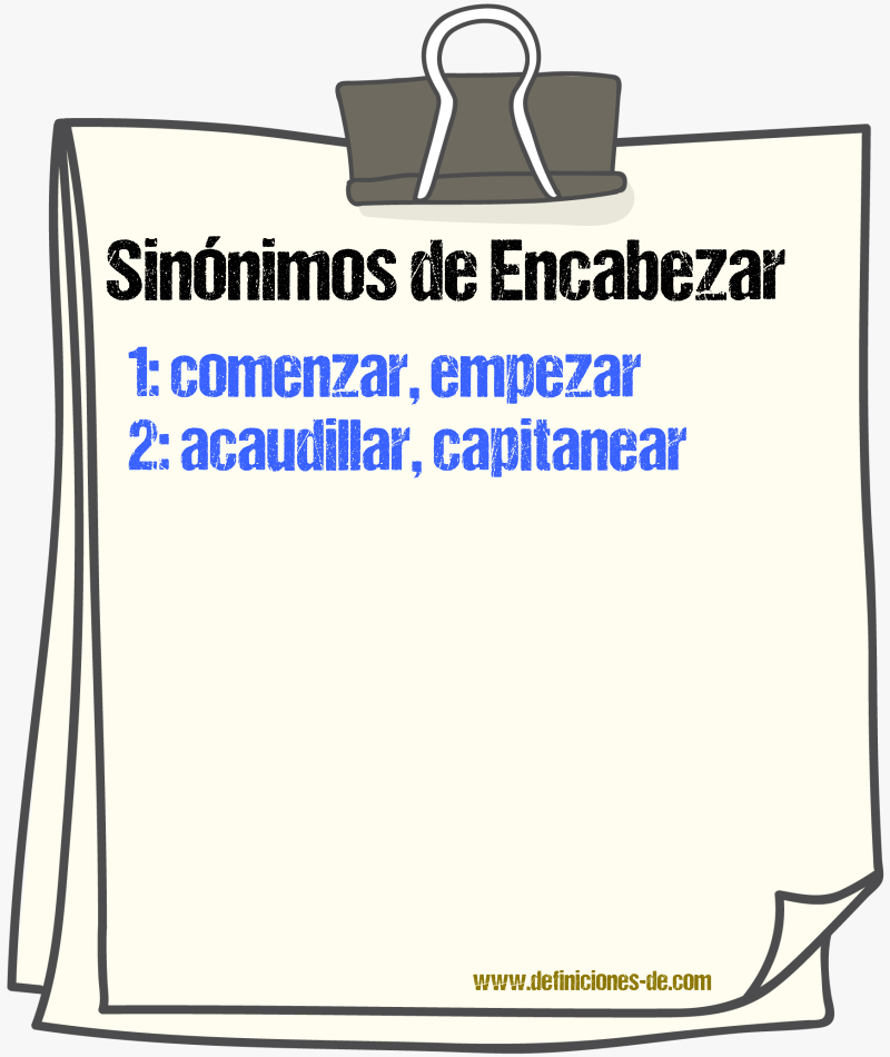 Sinnimos de encabezar