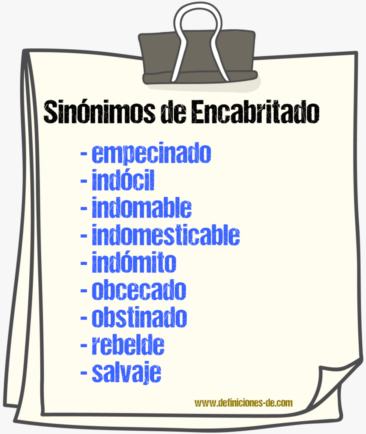 Sinnimos de encabritado