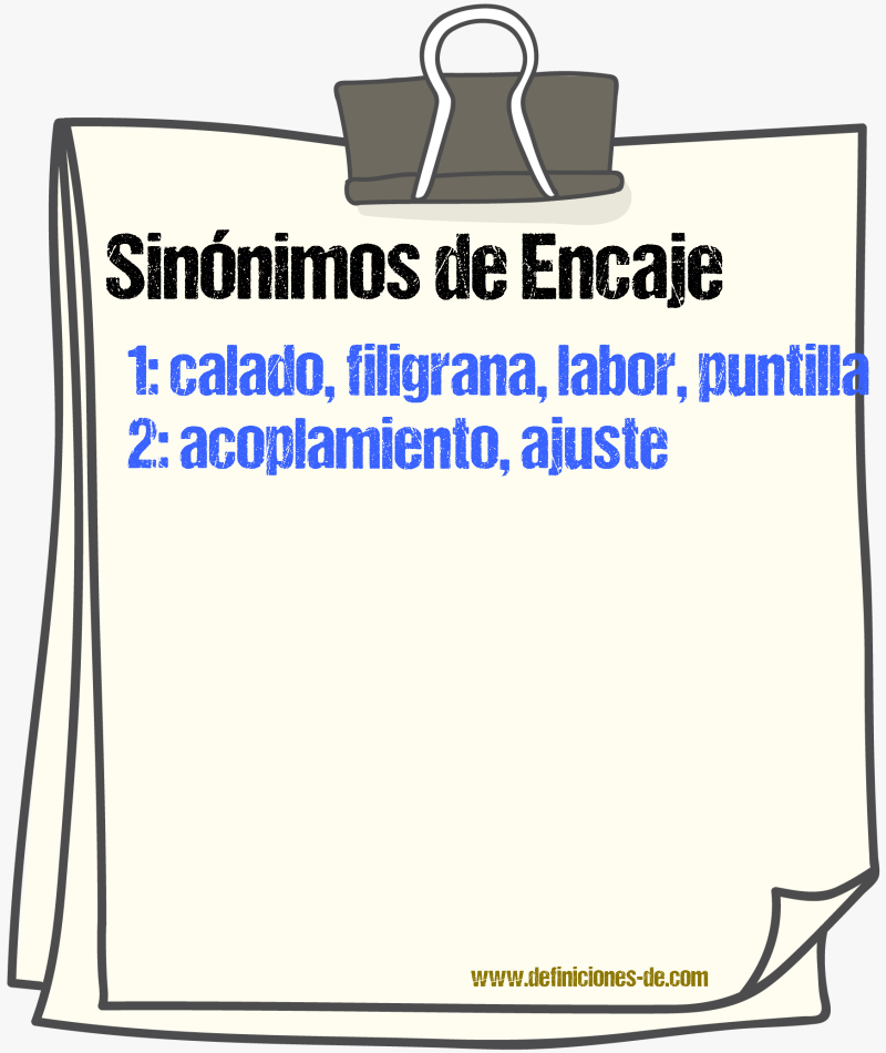 Sinnimos de encaje