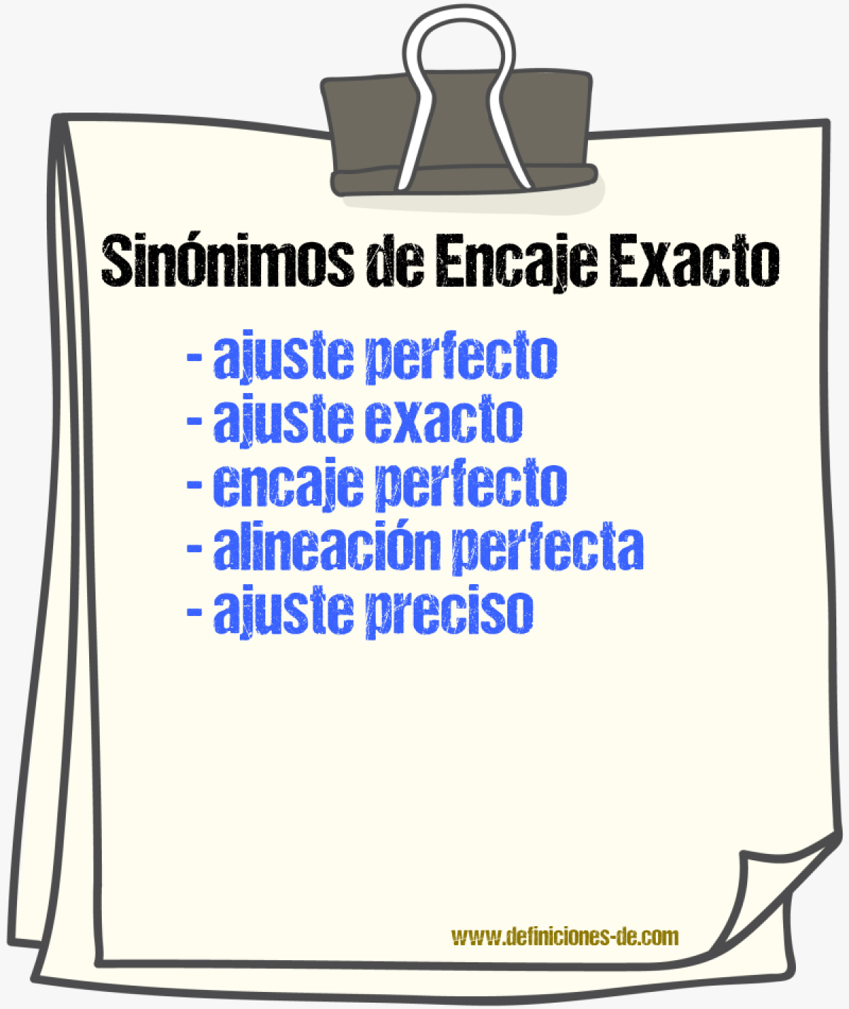 Sinónimos de encaje exacto