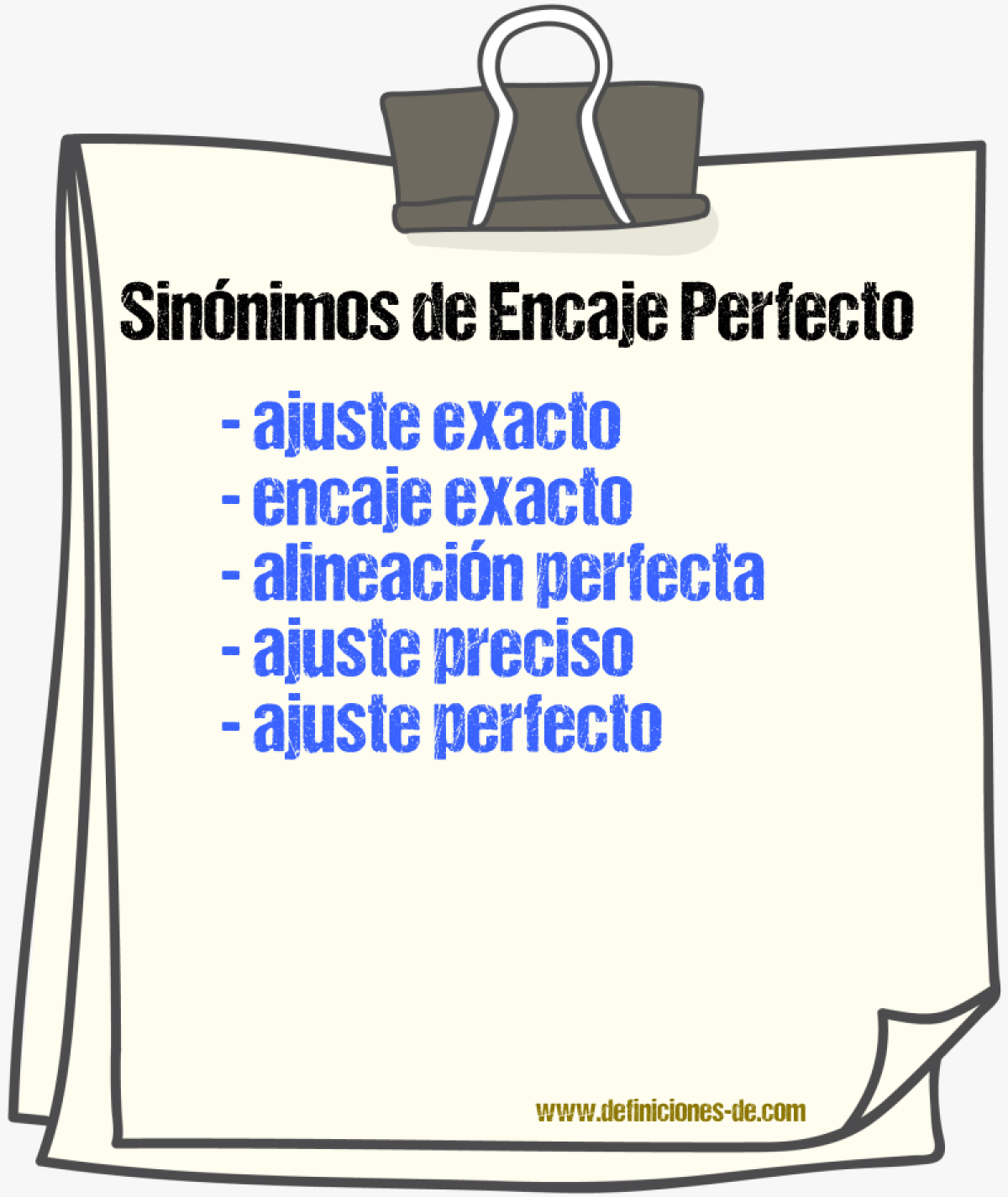 Sinónimos de encaje perfecto