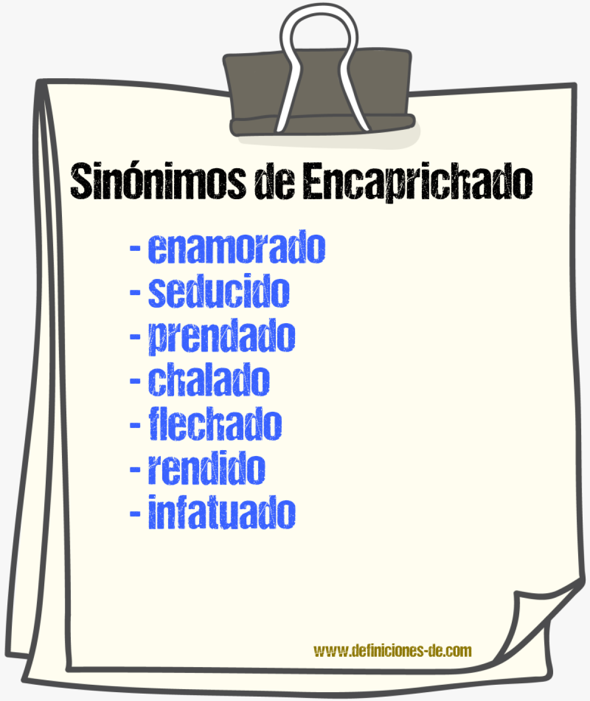 Sinnimos de encaprichado