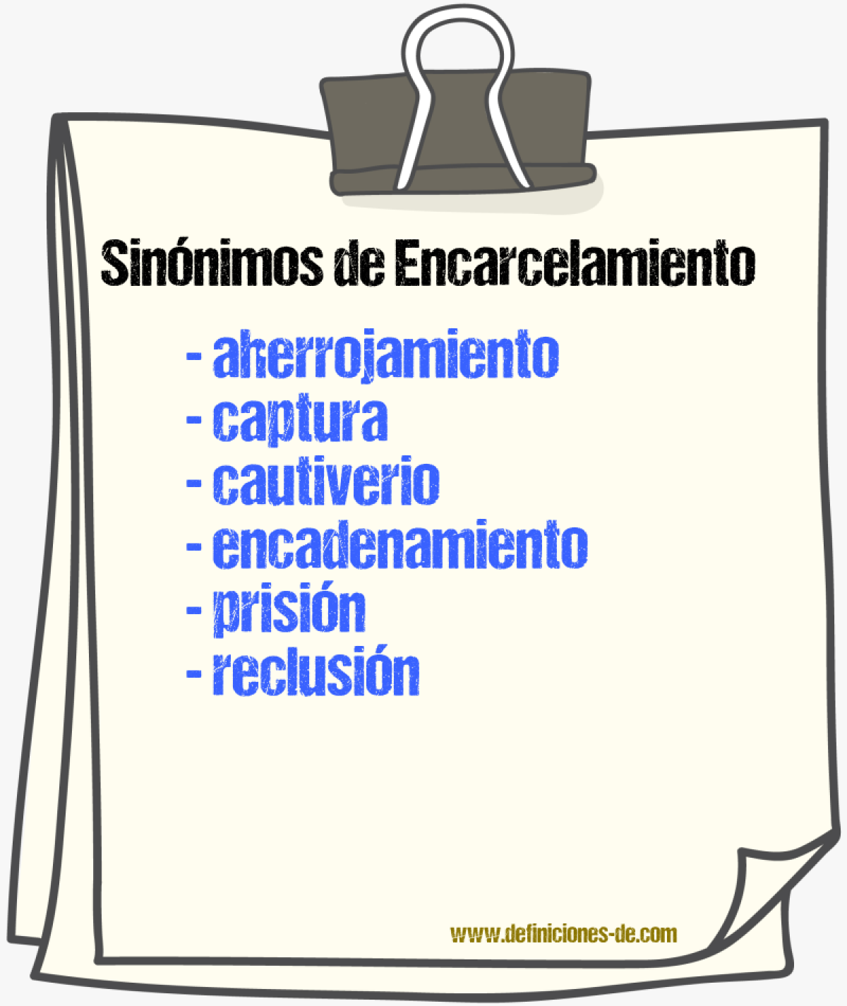 Sinnimos de encarcelamiento