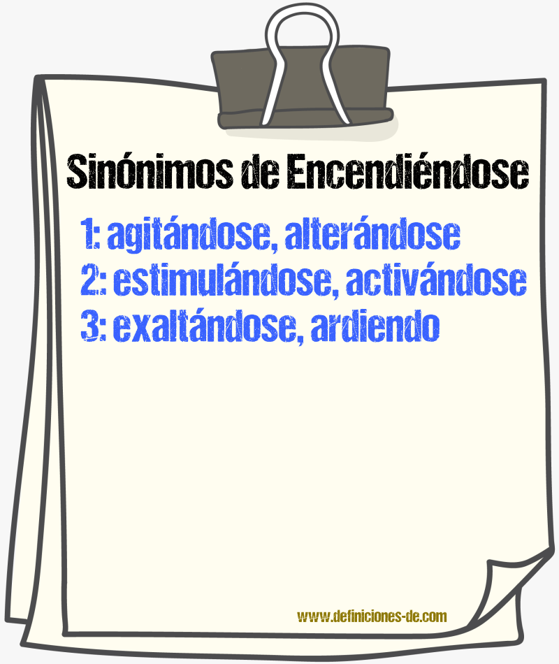 Sinónimos de encendiéndose