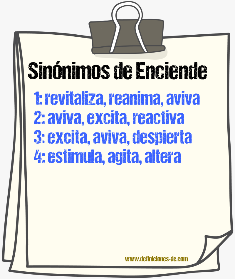Sinónimos de enciende