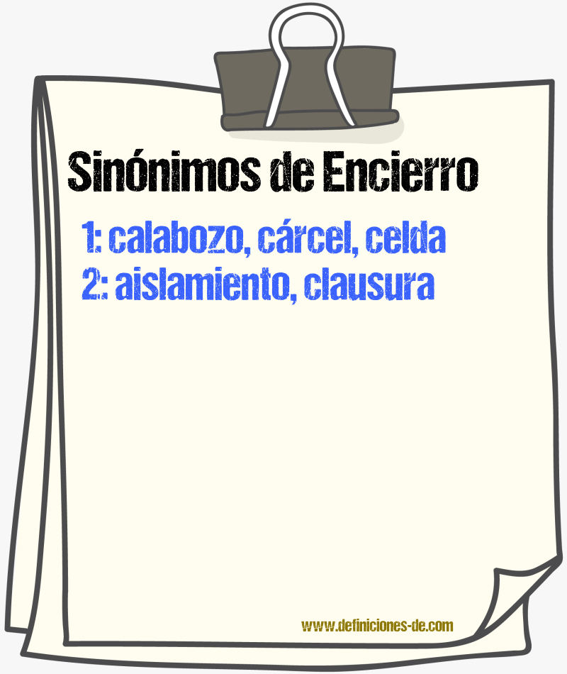 Sinnimos de encierro