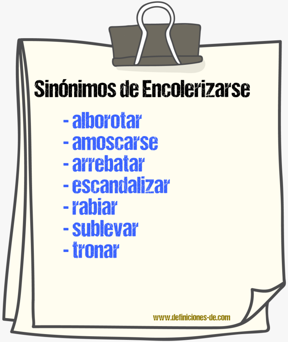 Sinnimos de encolerizarse