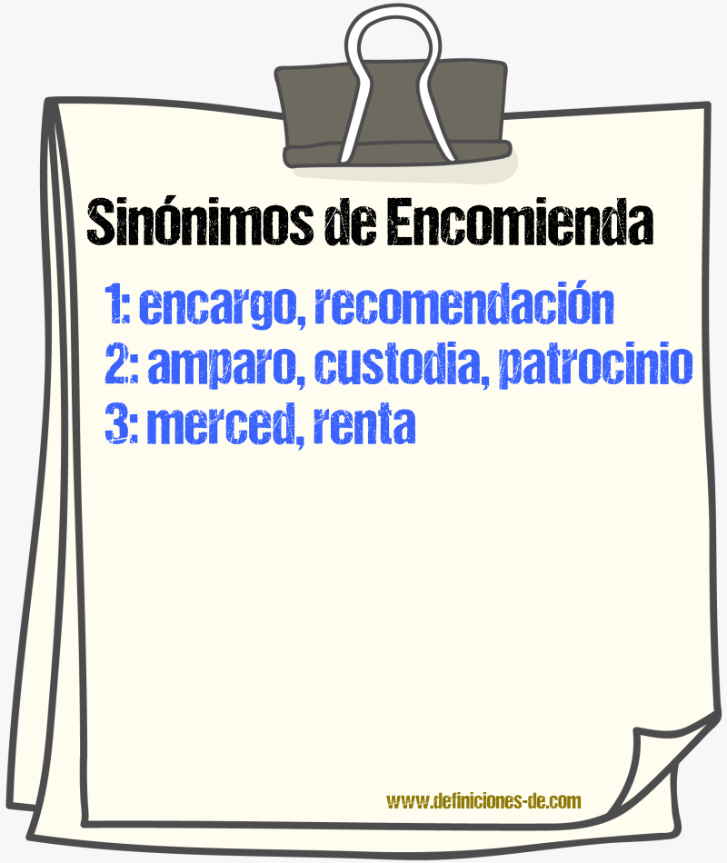 Sinnimos de encomienda