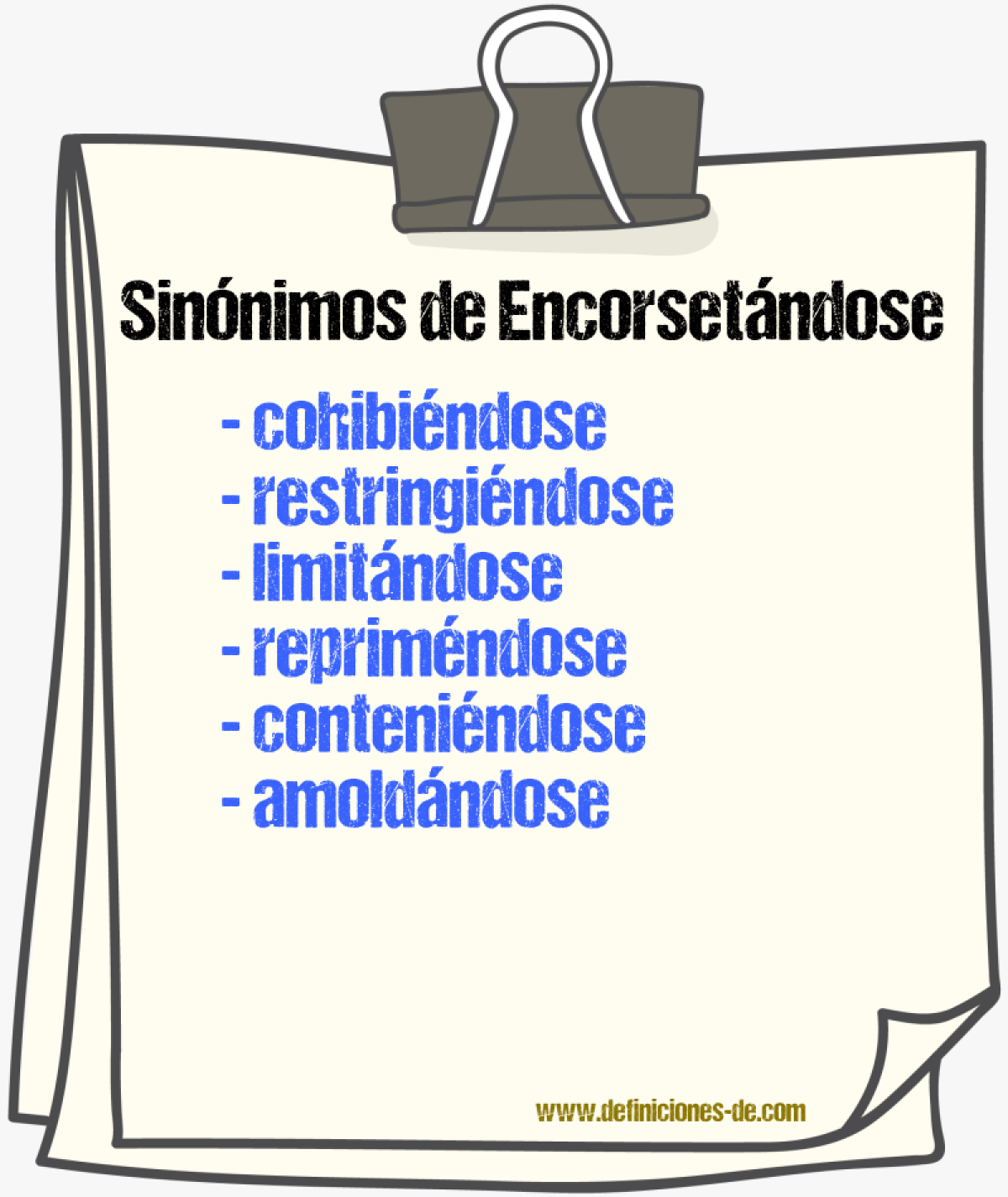 Sinónimos de encorsetándose