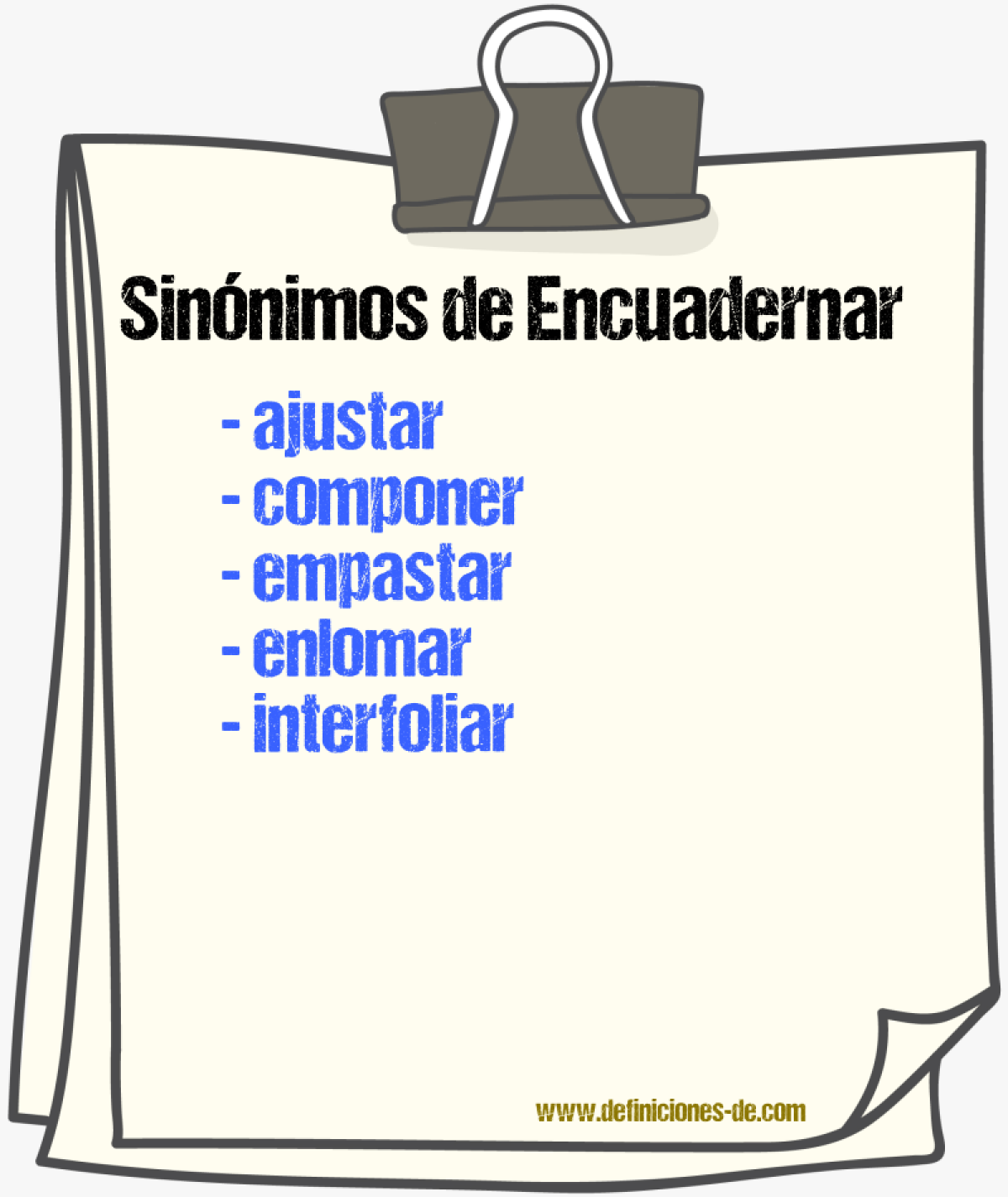 Sinnimos de encuadernar