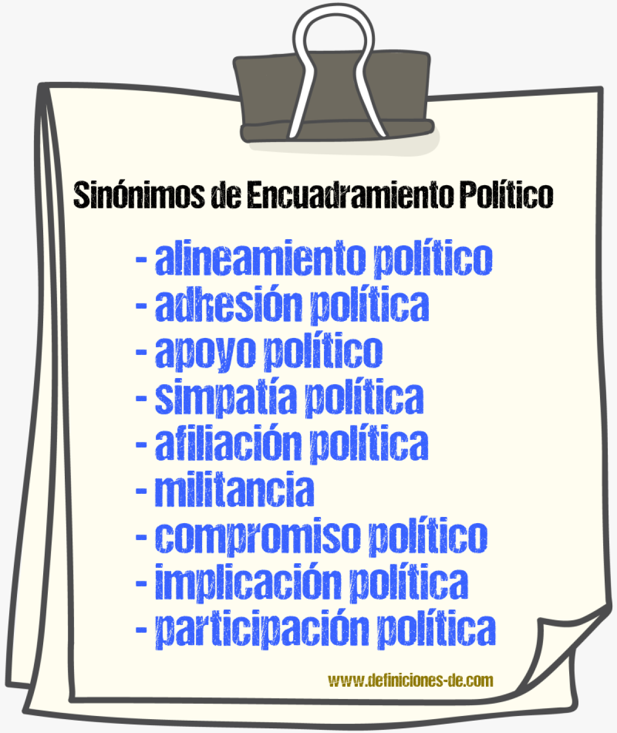 Sinónimos de encuadramiento político