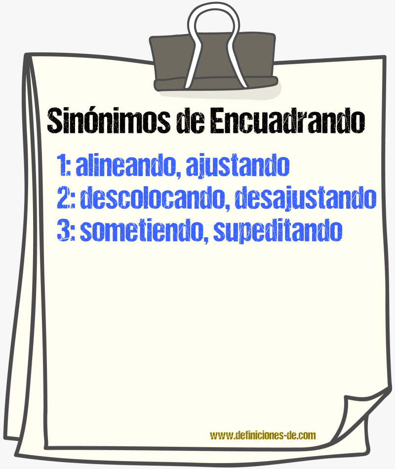 Sinónimos de encuadrando