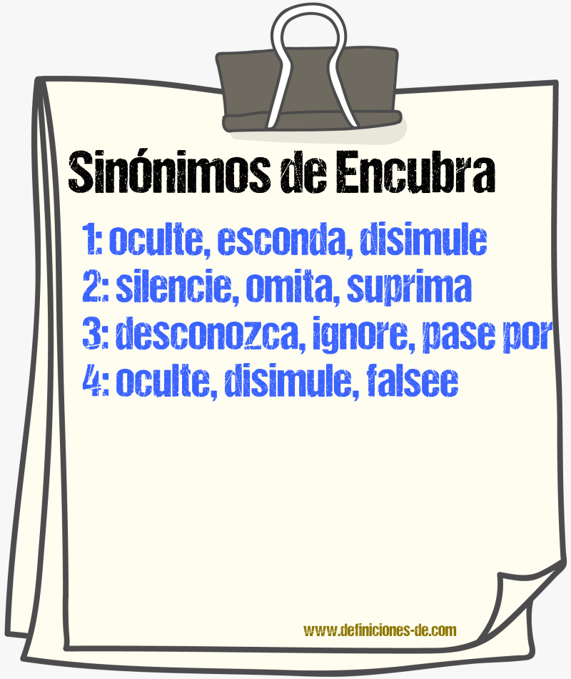 Sinónimos de encubra