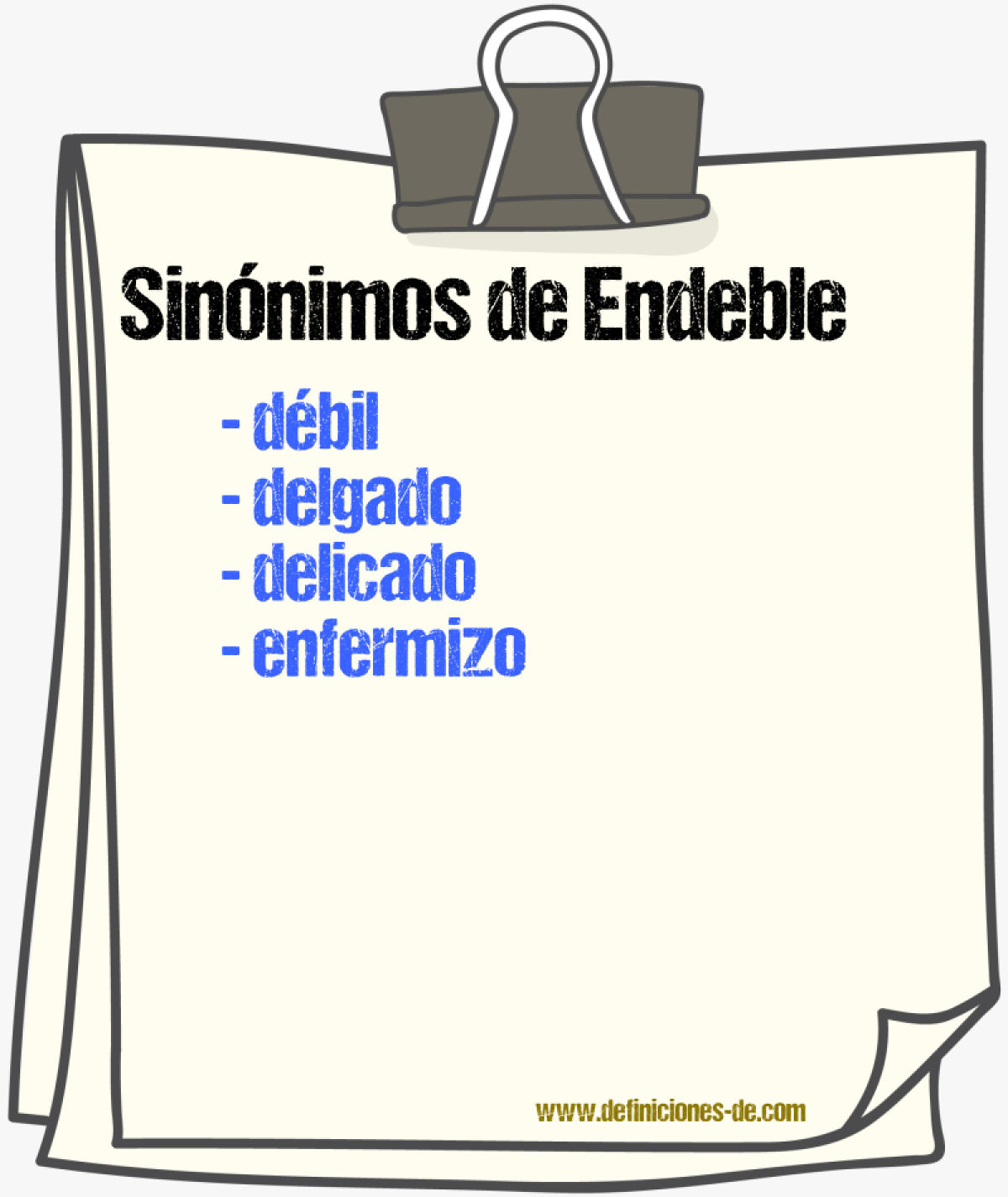 Sinnimos de endeble